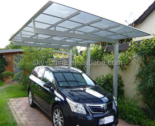 Strong Waterproof Aluminium Car Cover For Car Parking With Polycarbonate Roof 