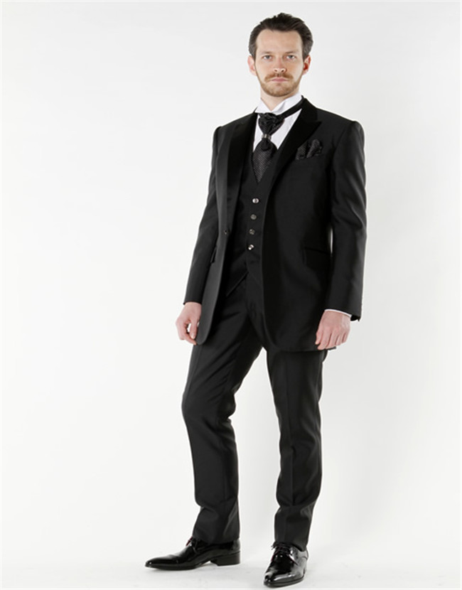 Black Quality Italian Style Groom Wedding Suit Fashion Slim Fit Mens For Groom Suits 