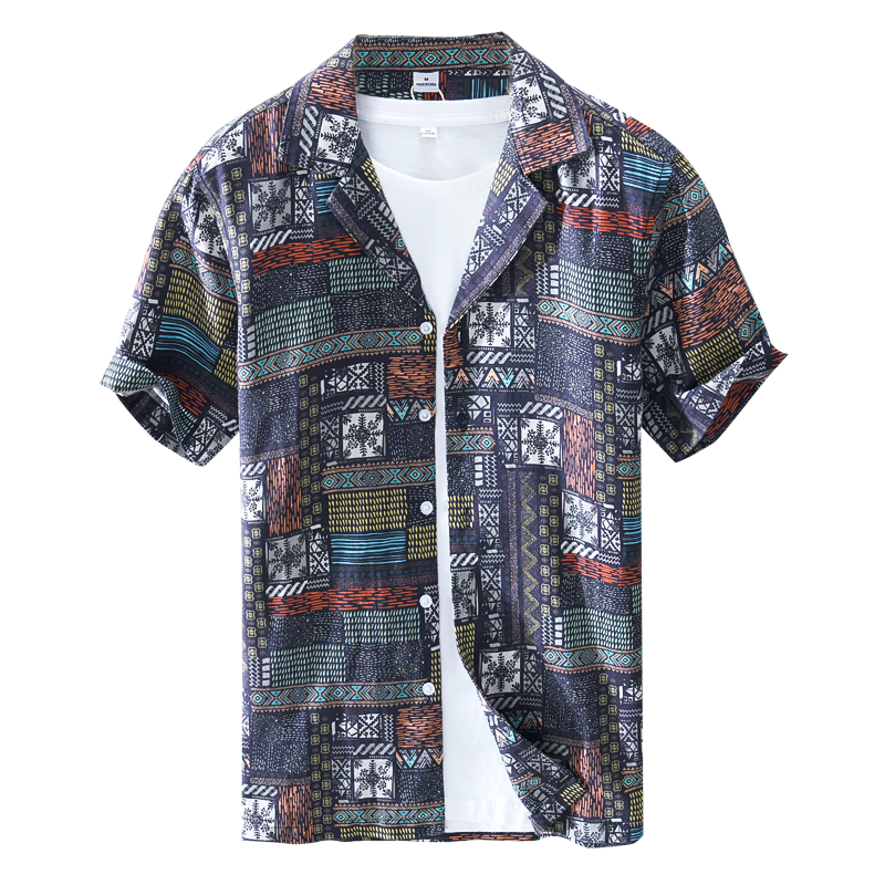 Short Sleeve Custom Digital Printed Button Down Collar Shirts Fashion Men Man Funny Printing Beach Mens Button Up Hawaiian Shirt 