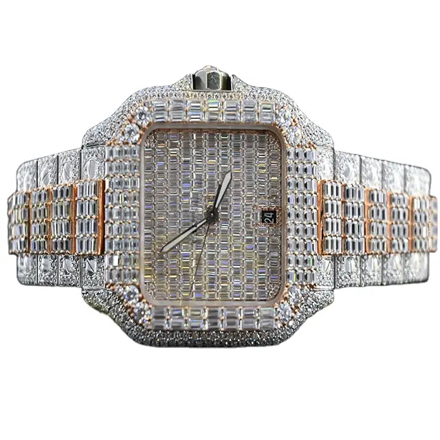 Best Selling Natural Hip Hop Diamond Watches For Mens And Womens With Custom Packaging From Indian Exporter For Export