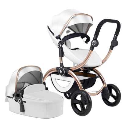 3 in 1 baby pram/ stroller white color high quality baby strollers 2 in 1 leather stroller