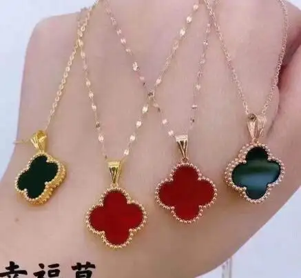 15mm Luxury Fashion Au750 Pure Real 18k Gold Charm Pendant Necklace Fine Jewelry Women Ladies Female Necklaces 