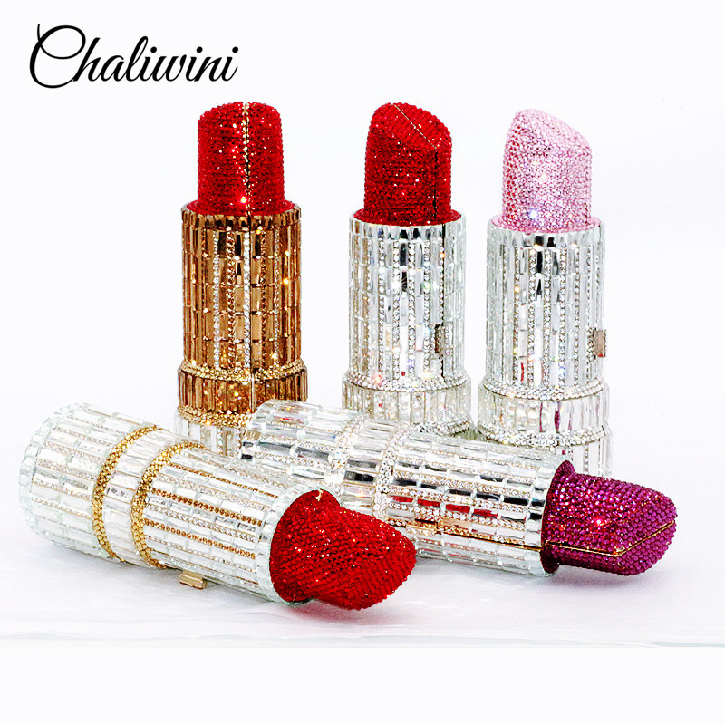 Fashion Red Lipstick Seductresses Purses Handbag Luxury Women Evening Bag Designer Wallet  Bridal Crystal Clutches Shoulder Bag