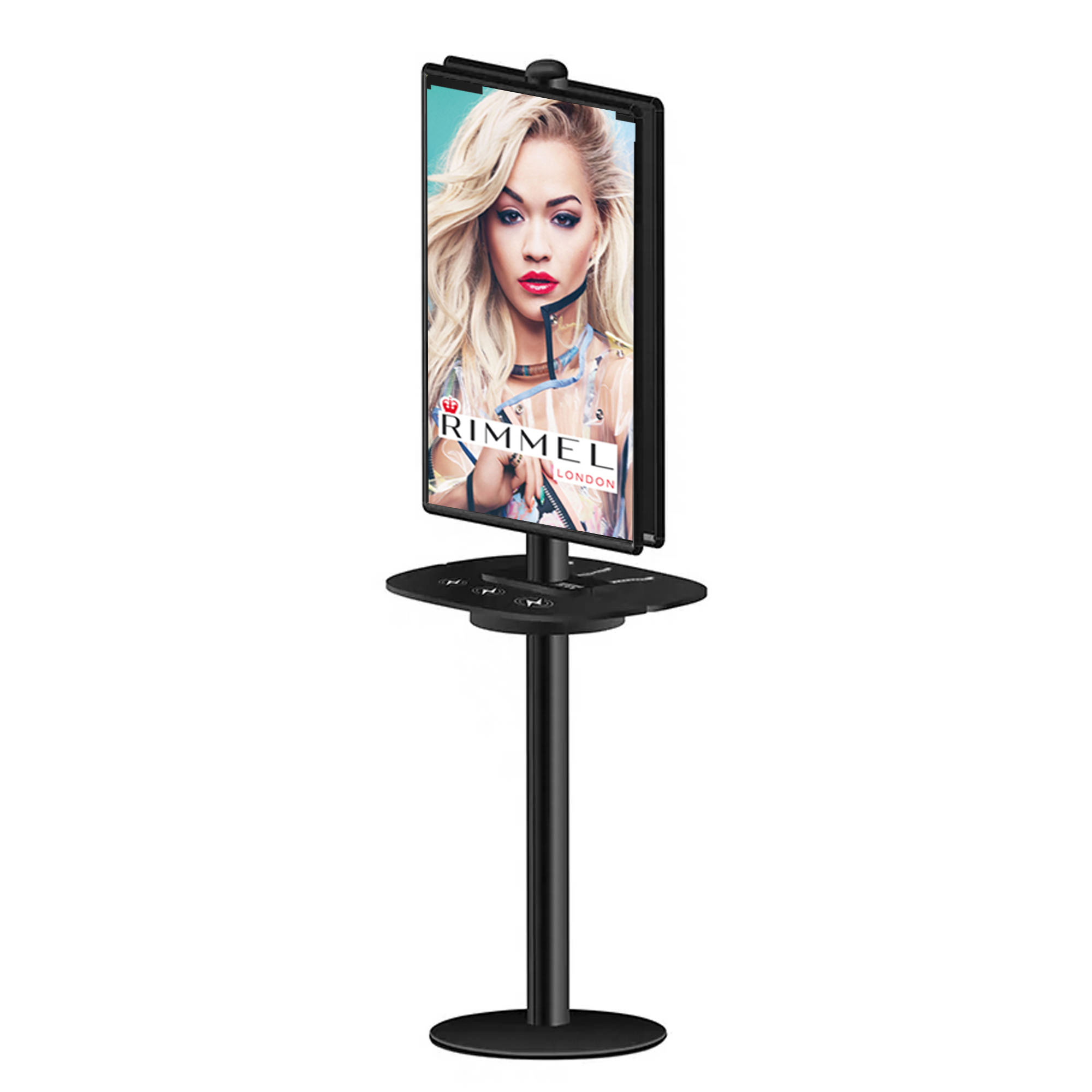 Floor Standing Cell Phone Charging Station Anodized Aluminum Steel Acrylic Floor Standing Multiple Public Charging Kiosk 