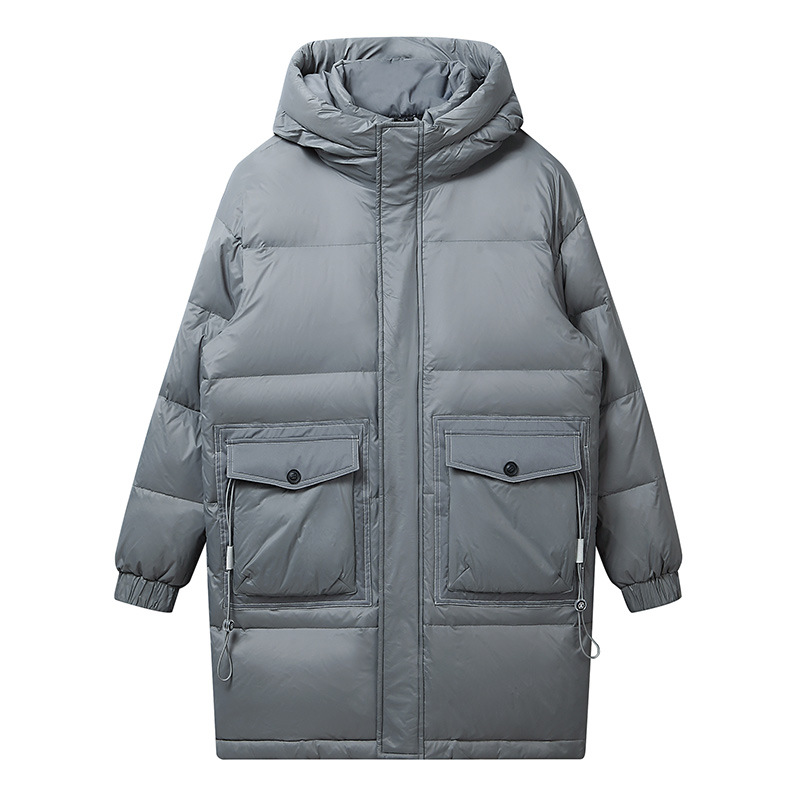 European and American style thickened 100%polyester solid color stand-up collar men's down jacket for winter