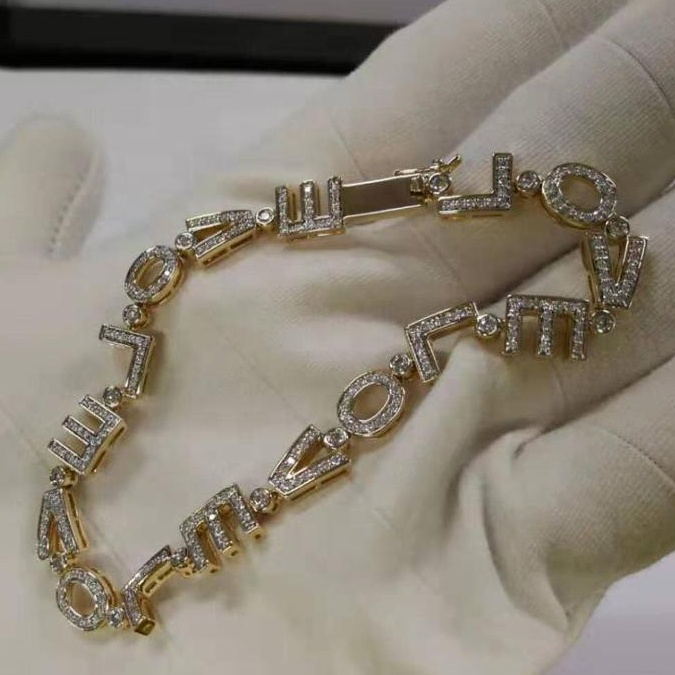 Custom 14k Solid Gold Diamond Bracelets For Women 