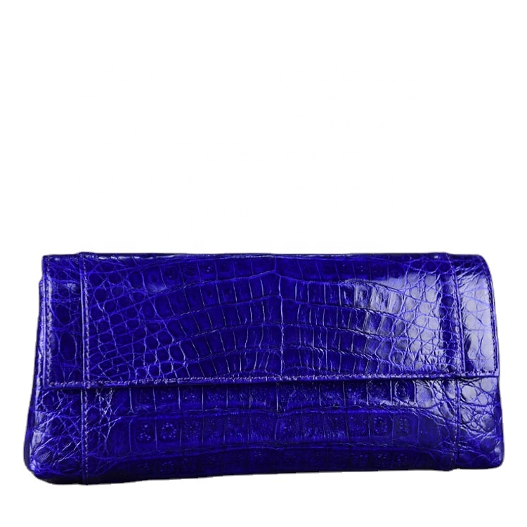 Latest Gorgeous Croc Leather Chic Ladies Clutch Bags Leather Evening Handbags Blue Women Purse Custom Made Bags 