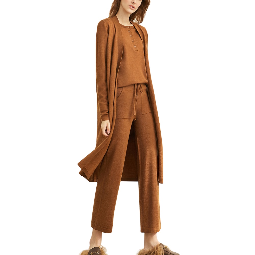 Winter new fashion simple wool knitted cardigan suit for women