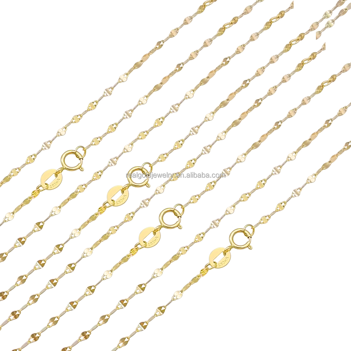 Wholesale Fashion New Arrivals Solid 14K 18K Pure Gold 14K Real Gold Thickness 1.7mm Lip Chain Necklace Jewelry for Women Men