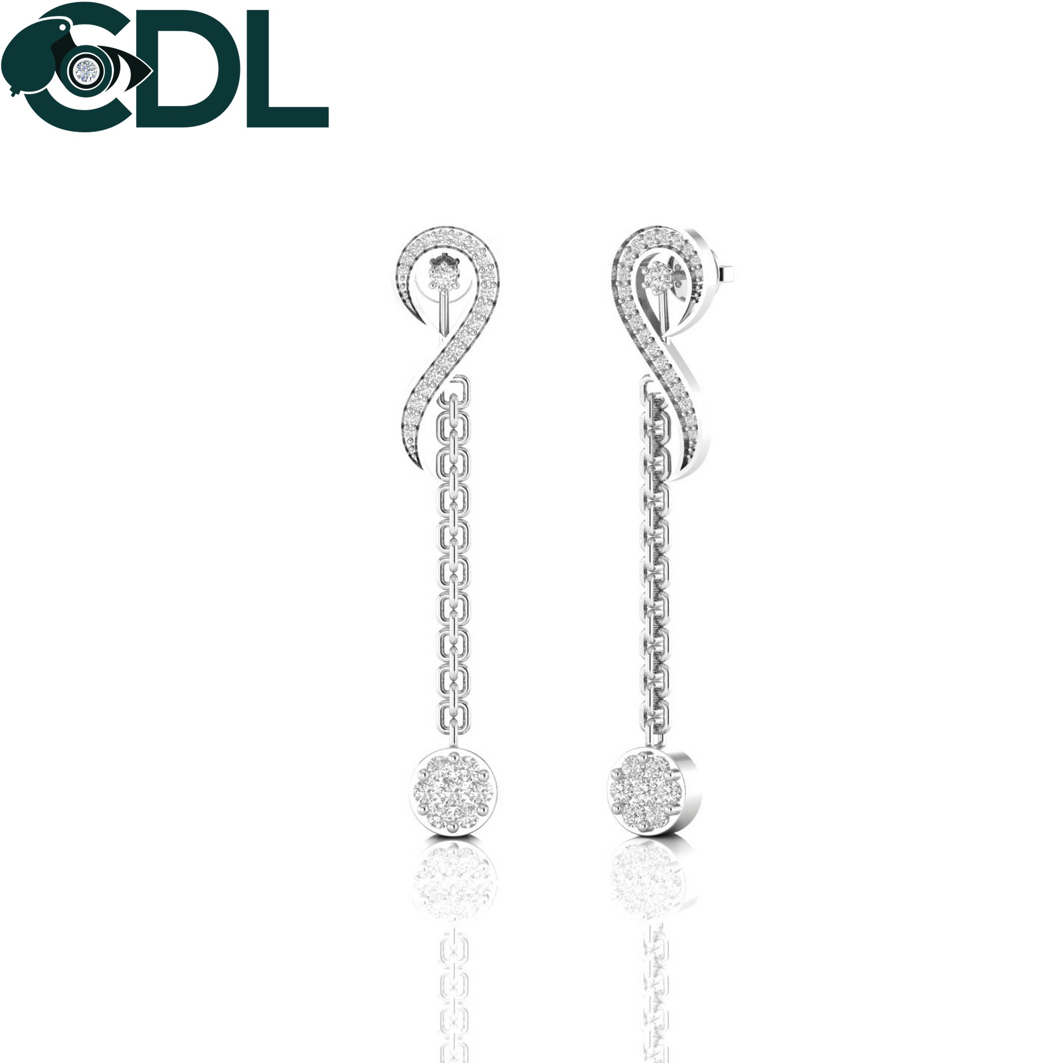 18kt Solid Gold Real Diamond Drop Earrings For Women In White Rose And Yellow Gold 7.30 Grams Fine Jewelry 