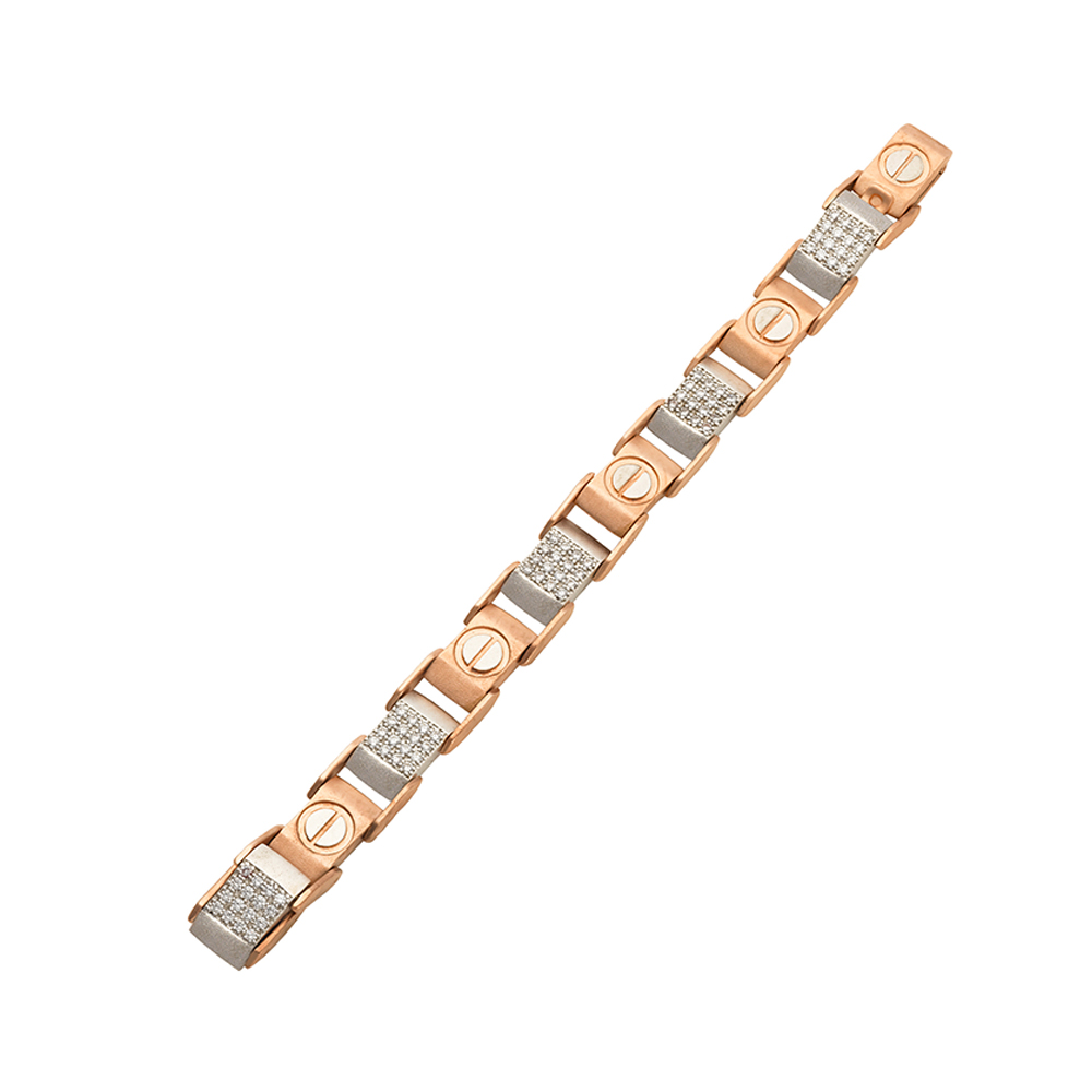 Mens Rose White Gold Charm Diamond Bracelet From India 