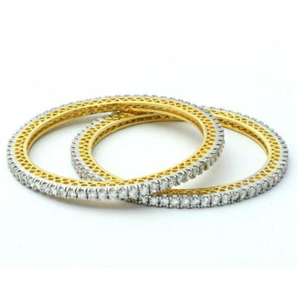 Beautiful Pair Bangle Style Diamonds Bracelet Bangles For Women Finished Design