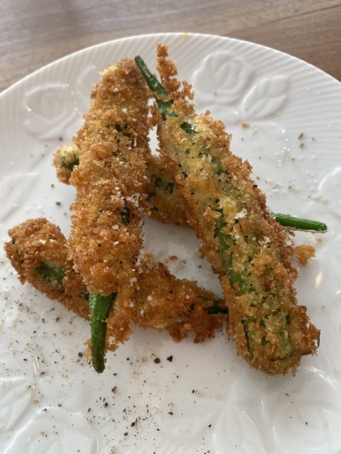 オクラの丸ごとパン粉フライ