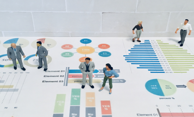 グラフの上にあるミニチュア