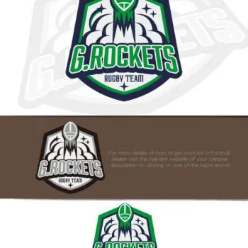 ラグビーチーム「Green Rockets」のアパレルブランドロゴ