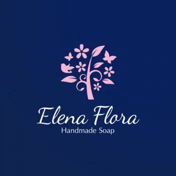 上質な植物オイルを使用した手作り石けん、アロマセラピー関連のブランド「Elena Flora」のロゴ