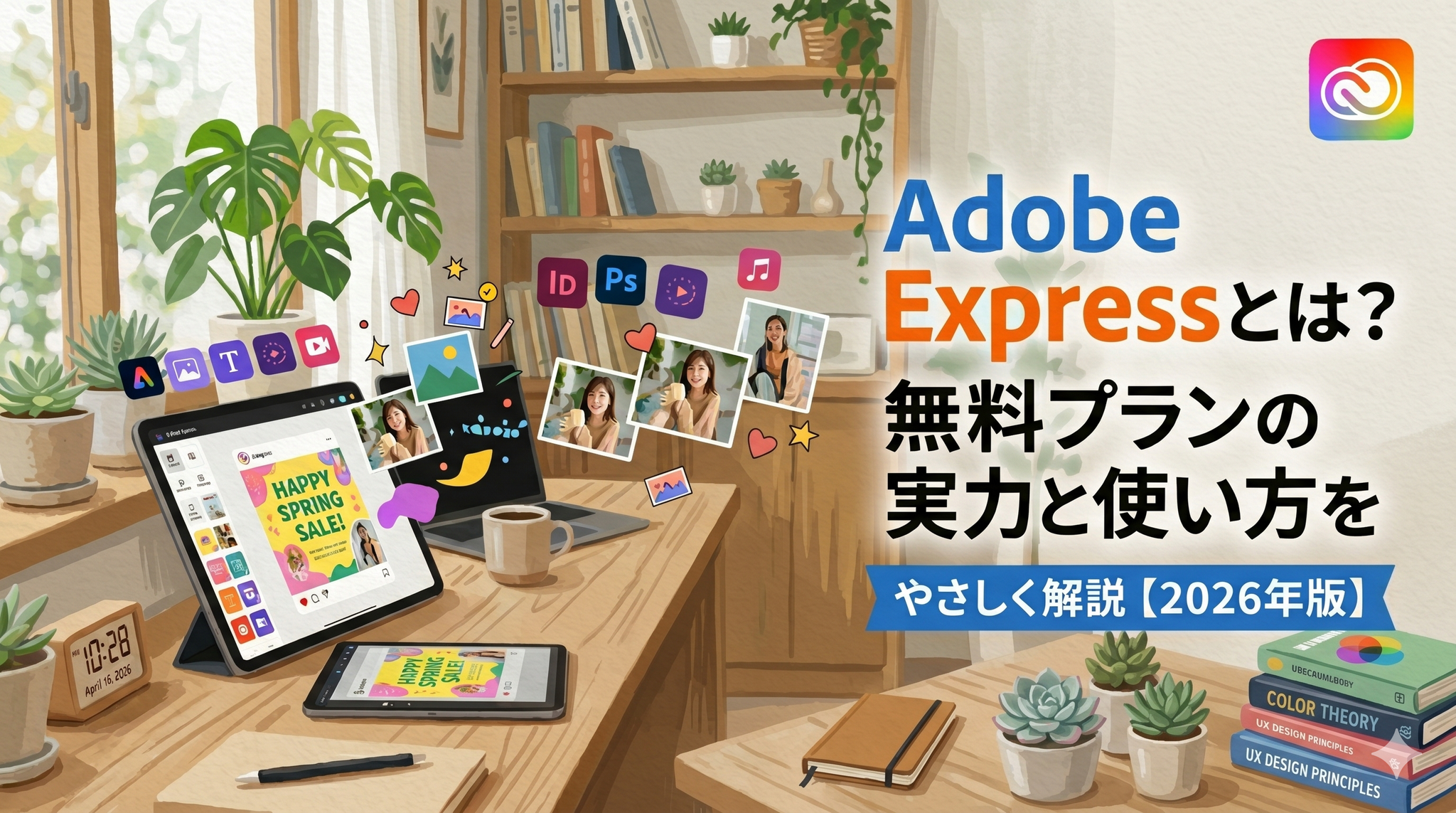 Adobe Expressとは？無料プランの実力と使い方をやさしく解説【2026年版】 – アイキャッチ画像