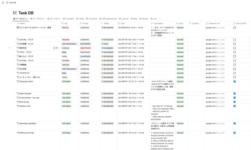 Notionでタスク管理のデータベースを作る