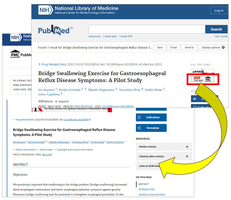 図5 PubMedからPMCへの画面遷移