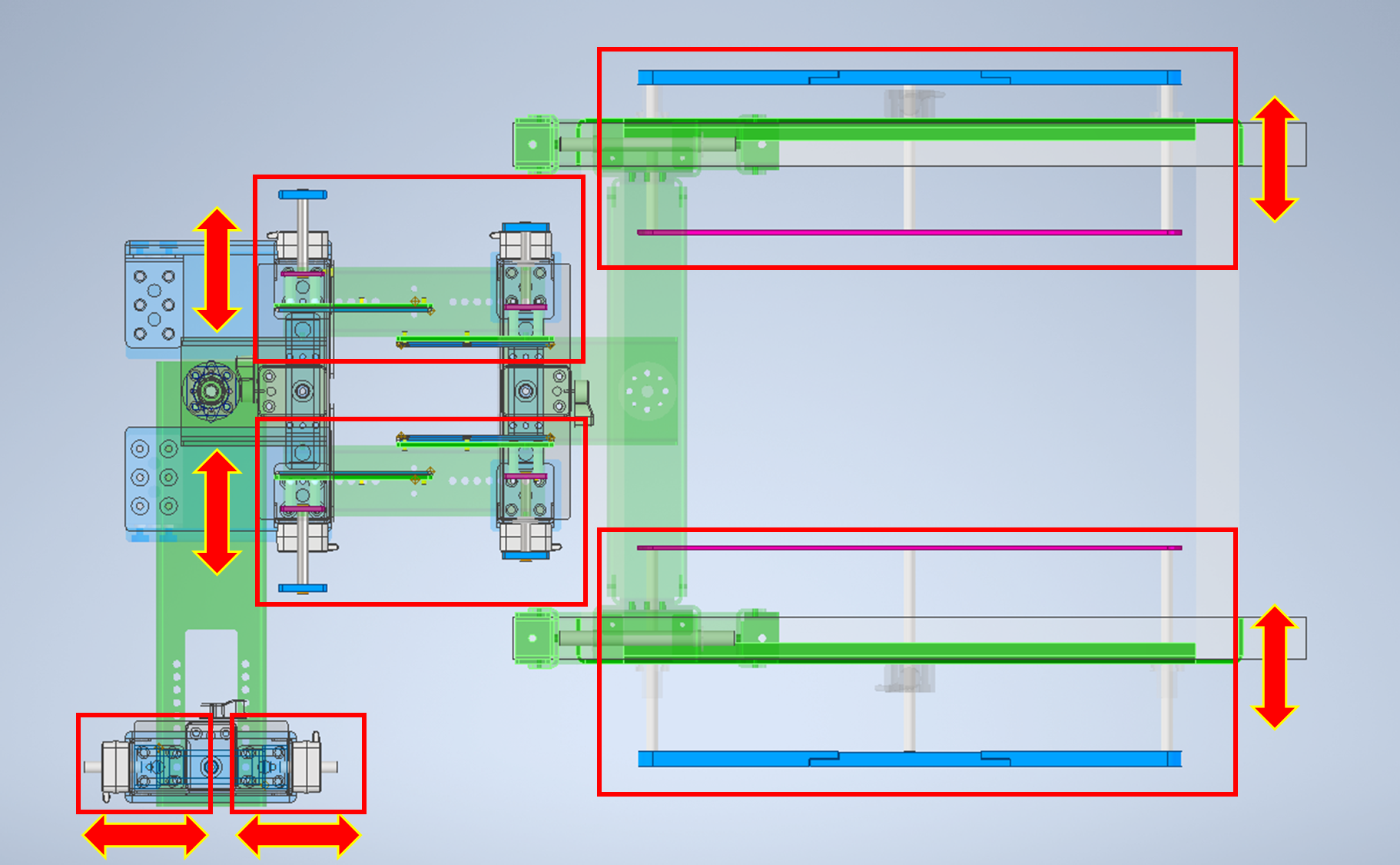 前腕、上腕、胸部の太さ、厚さ調整機構