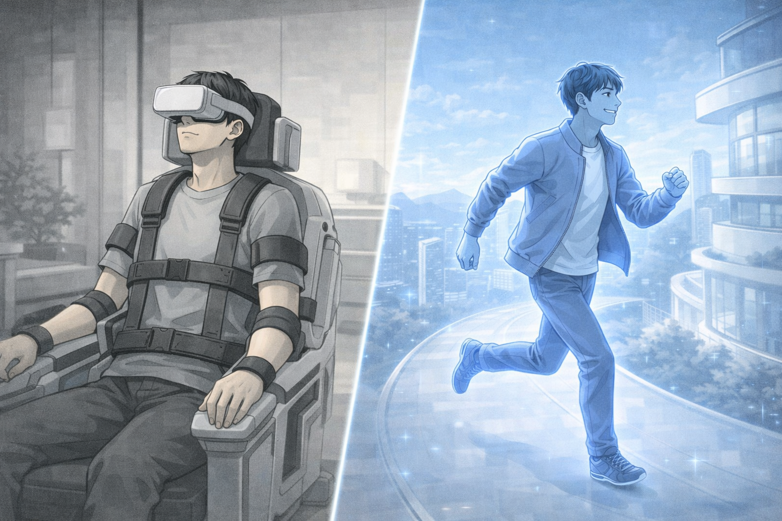 固定された身体から、本来の運動そのものを人工世界で成立させる。