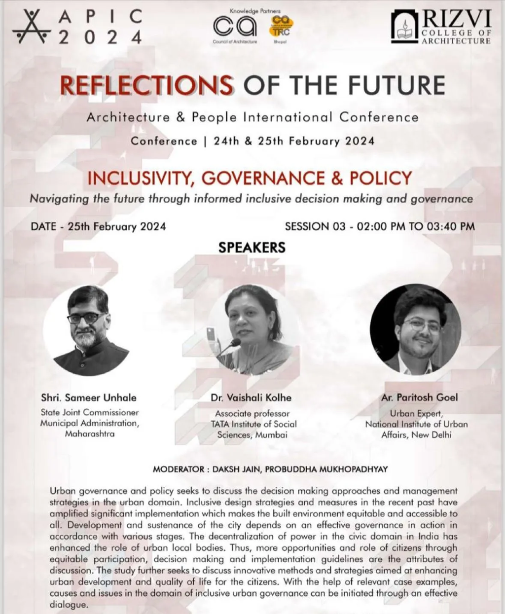 Speaker at session on Inclusivity, Governance and Policy