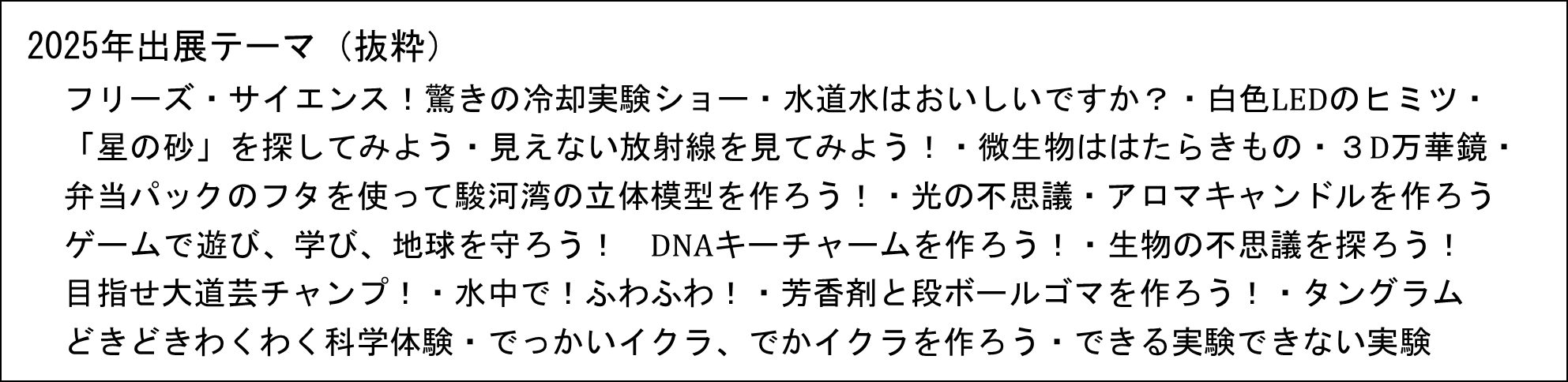 図２．多岐にわたる出展内容