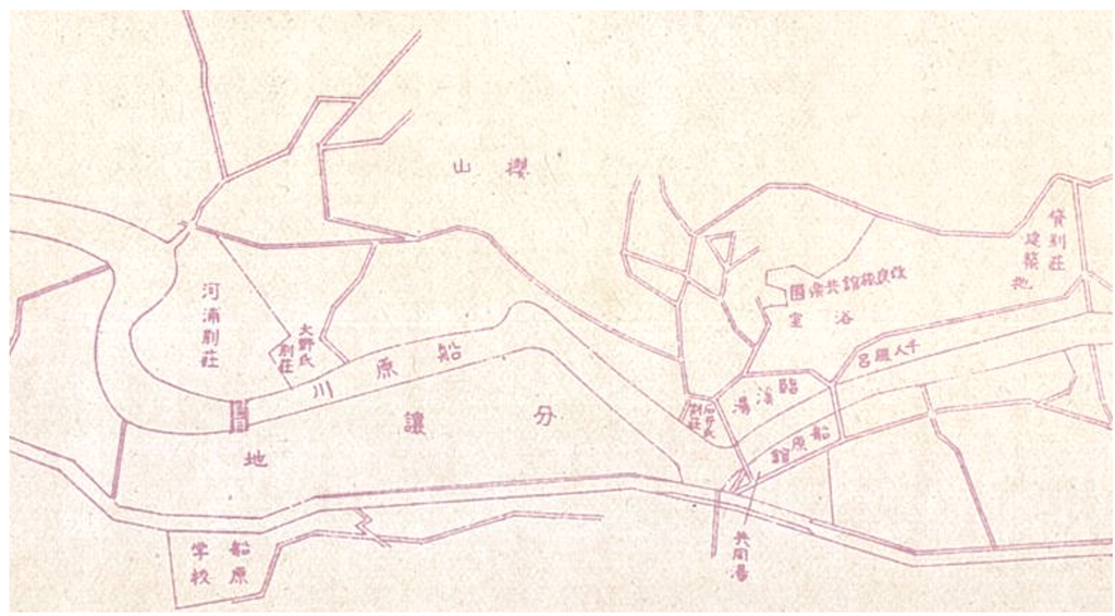図１４．船原温泉分譲地付近略図（部分）　『伊豆の仙境 船原温泉別荘地 分譲案内』より