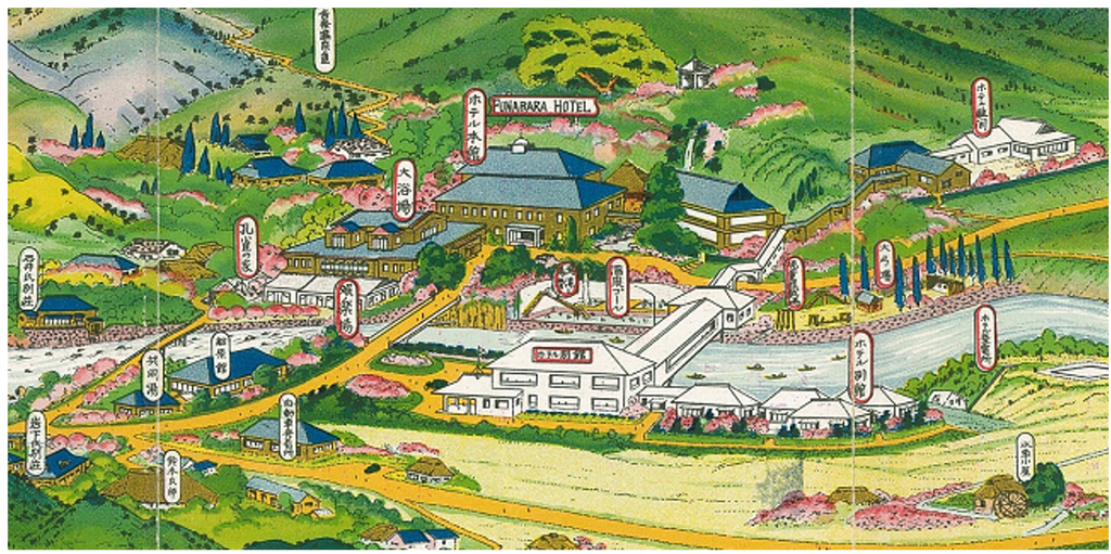 図１８．船原温泉見取図（船原ホテル本館の周囲を拡大）