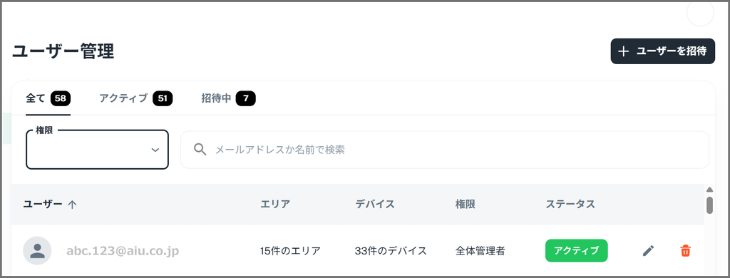 ユーザー管理画面