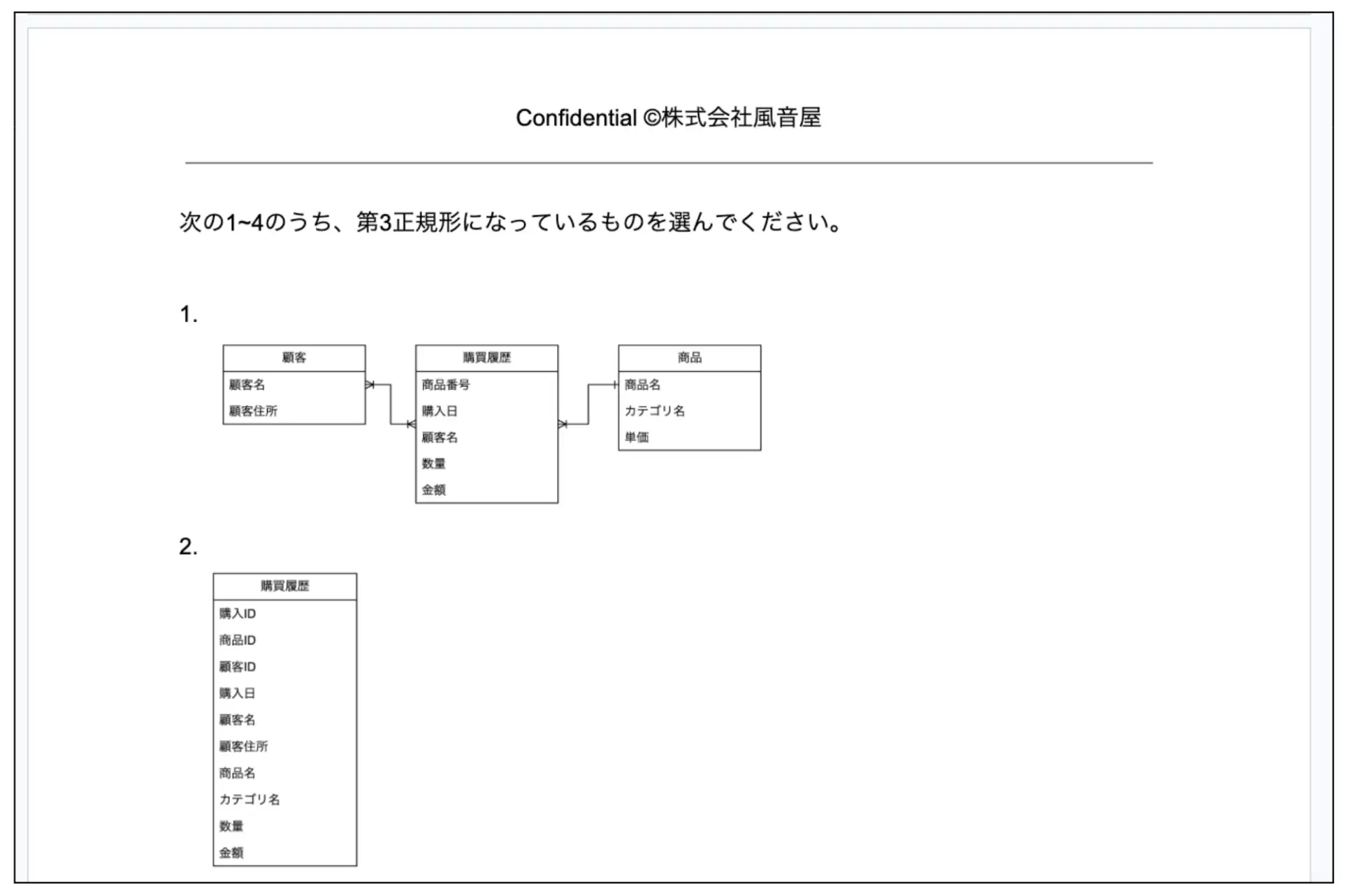 試験課題サンプル②：正規化