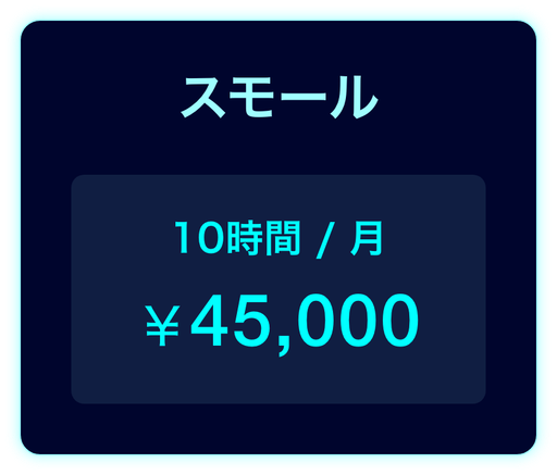 スモールプラン 月額45,000円 1月あたりの契約時間10時間