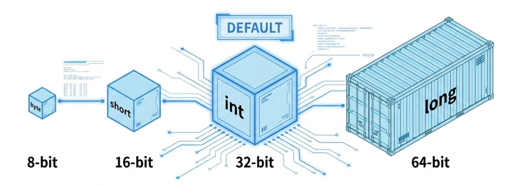 同じ種類にある複数のデータ型の違いのイメージ図