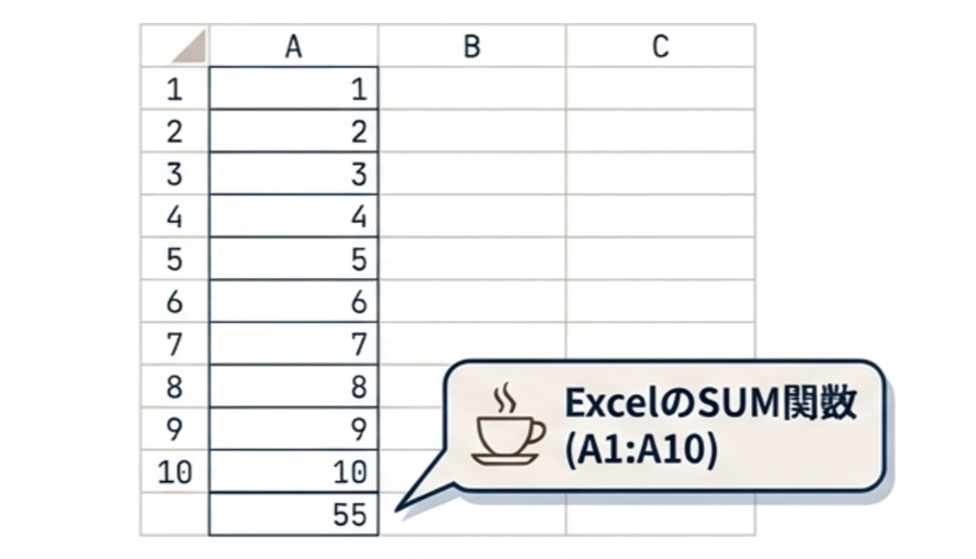 Excelのsum関数のイメージ