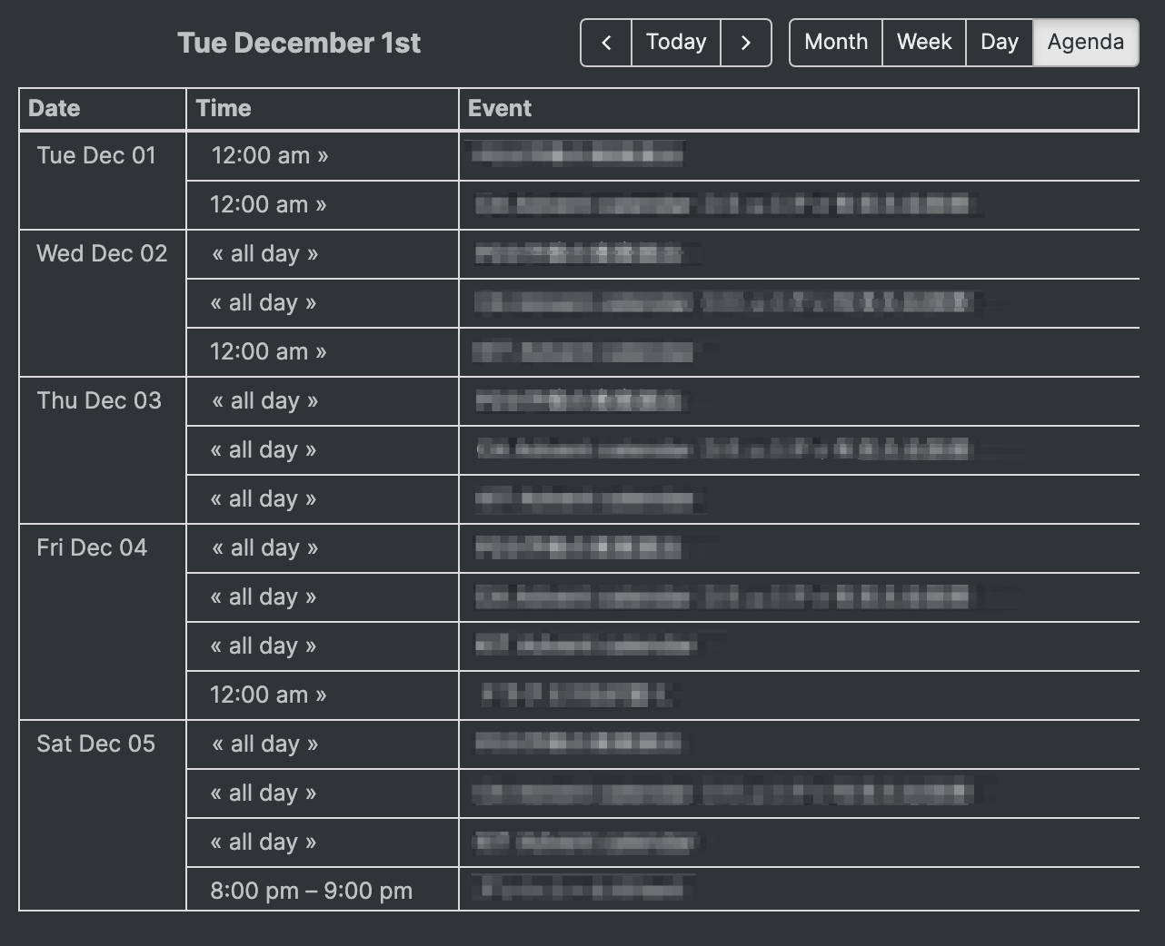 Agenda表示の動作例 | Agenda表示の動作例