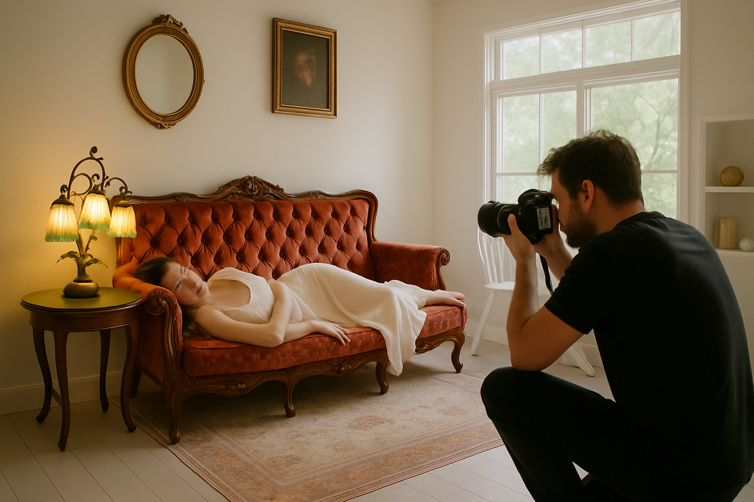 ルームBの実際の間取りにAIで家具などを配置したもの