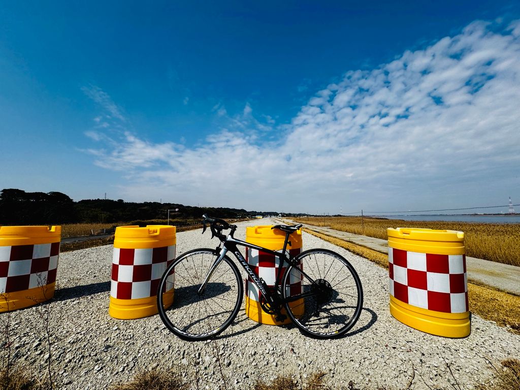 堤防の先は工事中