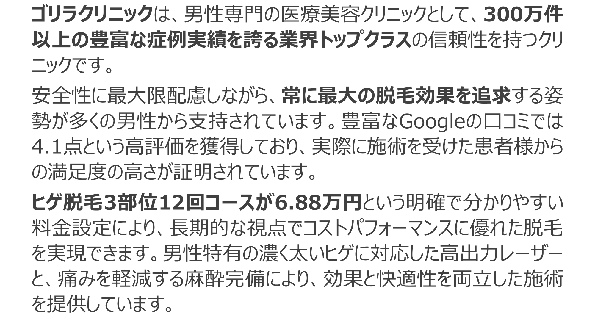 No.1 ゴリラクリニックの説明文