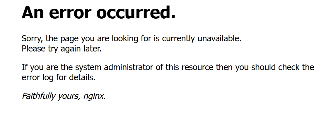 エラー画面。An error occurred.