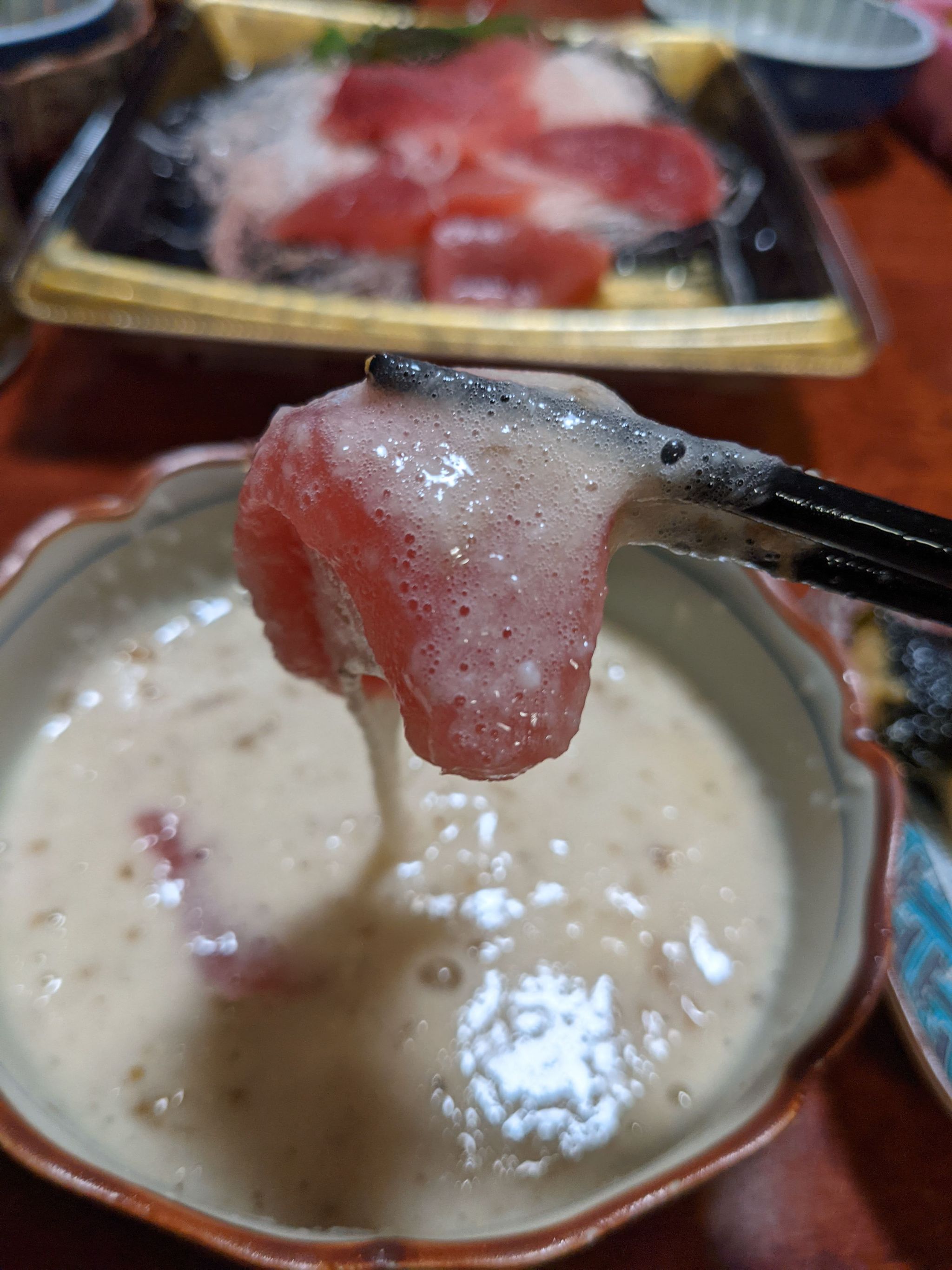 昆布出汁で薄めながら