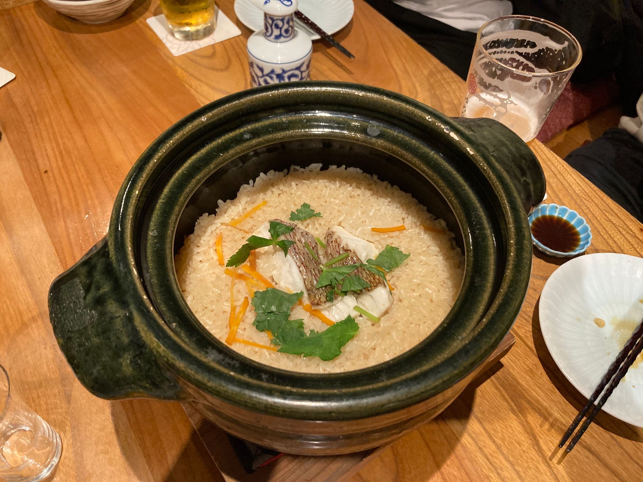 松山鯛めし(かき混ぜる前に、撮影タイムを設けてくれていた)