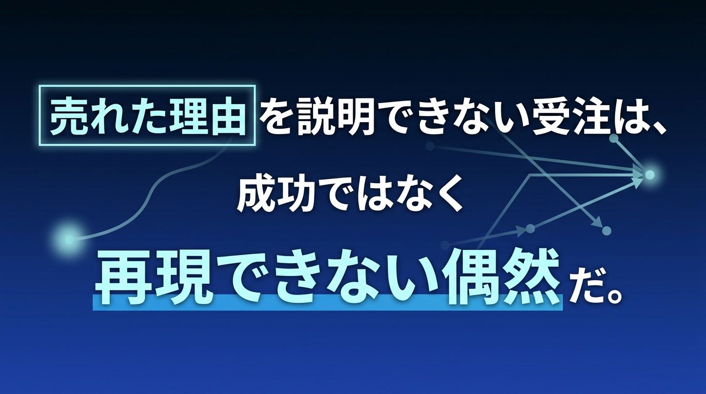 売れた理由を説明できない受注は、成功ではなく再現できない偶然だ。