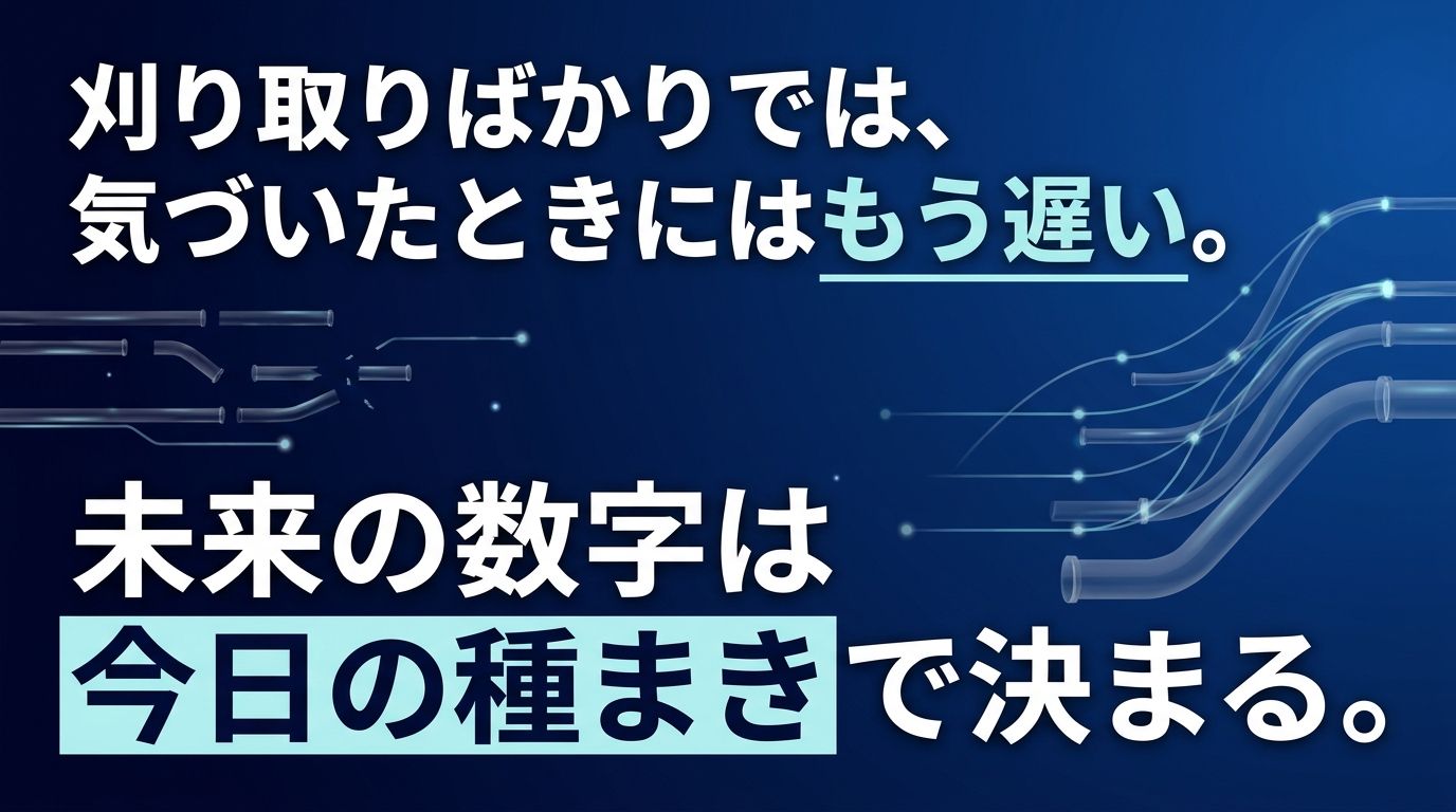 刈り取りばかりでは、気づいたときにはもう遅い。未来の数字は今日の種まきで決まる。