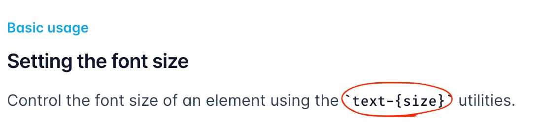 text-{size} と設定すると文字の大きさが調整できる