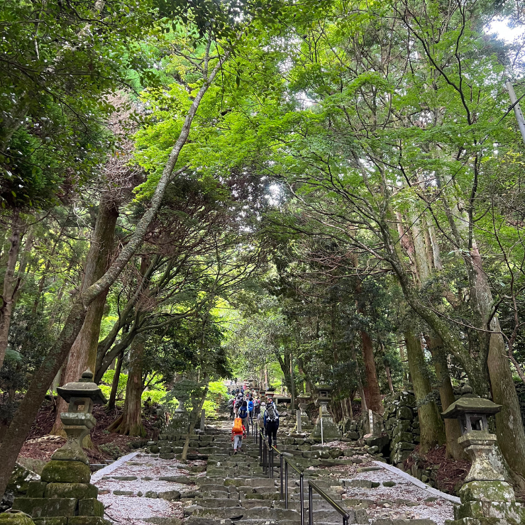 英彦山神宮の、美しい石畳でつくられた表参道。