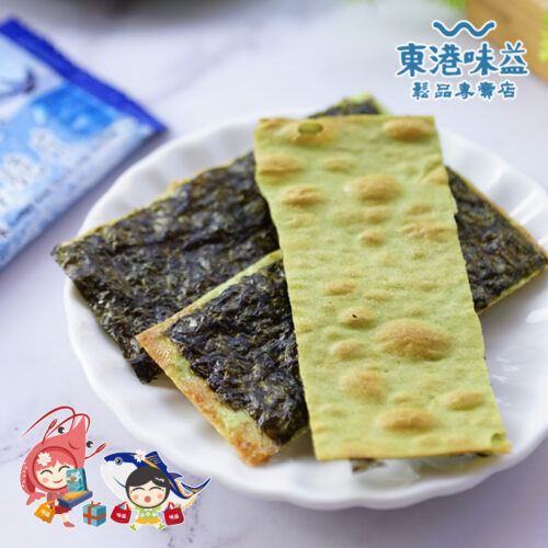 佐以海苔芝麻提味，濃郁鮮香且口感層次豐富，嚴選**東港味益海苔芥末脆片**，來自**榮獲台灣百大伴手禮名店**深受在地饕客喜愛的經典之作。