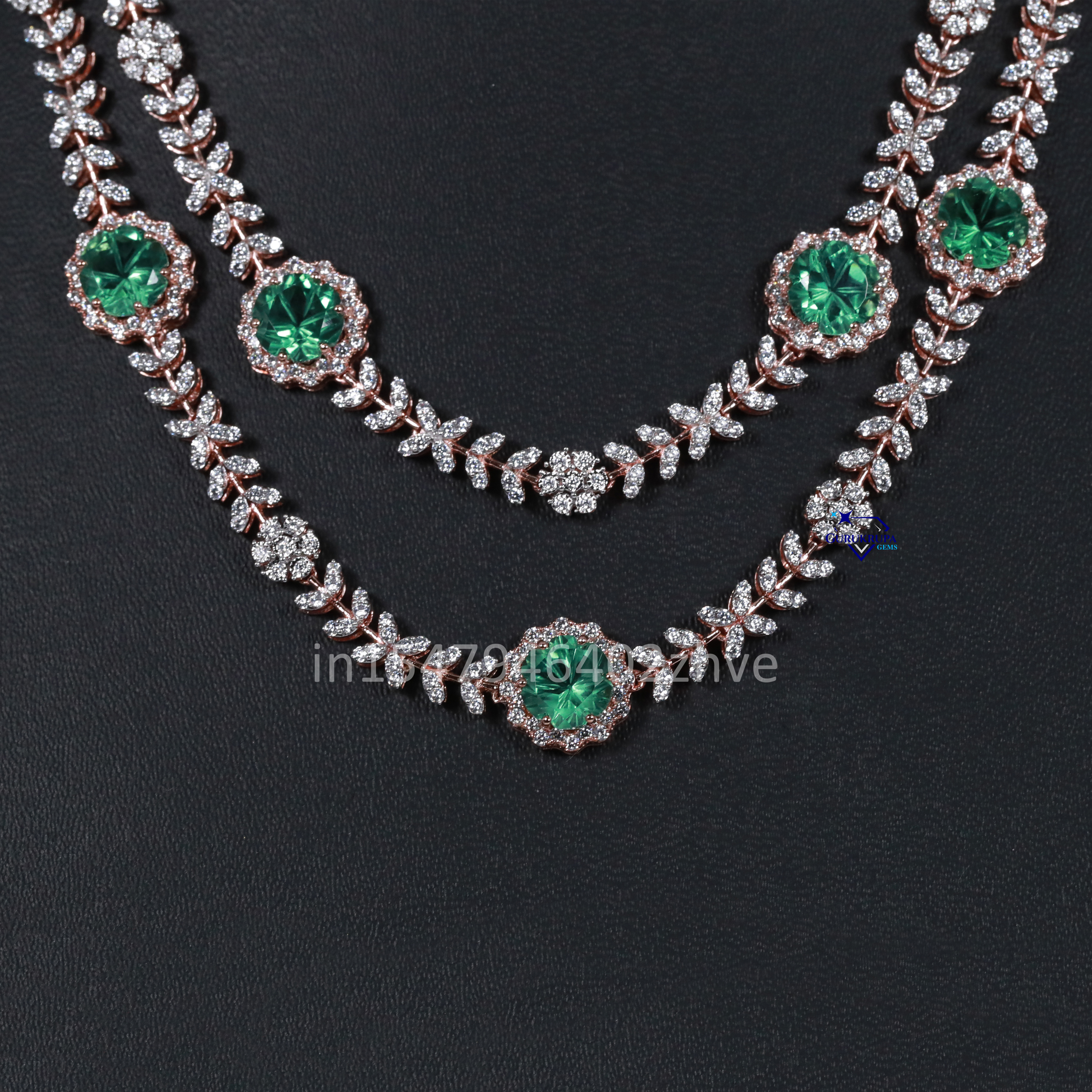 Beautiful Necklace and Earring Set Made of 925 Sterling Silver with Moissanite Diamonds and Gemstones Enhancing Your Glamour