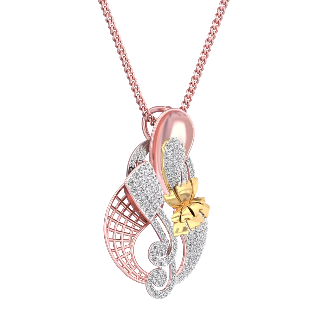 Romantic Wedding Rose Gold Necklace Earring Set 14k Fine Gold with Natural Diamond CVD Pearl for Women Girls' Engagement Gift