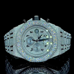 High Quality Iced DEF Lab Moissanite Diamond Watch Colorless Diamond Hip Hop Style White Gold Stainless Steel Automatic