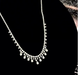18K Solid Gold New Style Water Drop Shape Many Beautiful White Color 12ct lab grow Diamonds Luxury Necklace